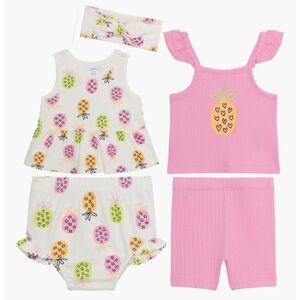 Petit Lem Pink Pineapple Tank Top 5 pieces Set